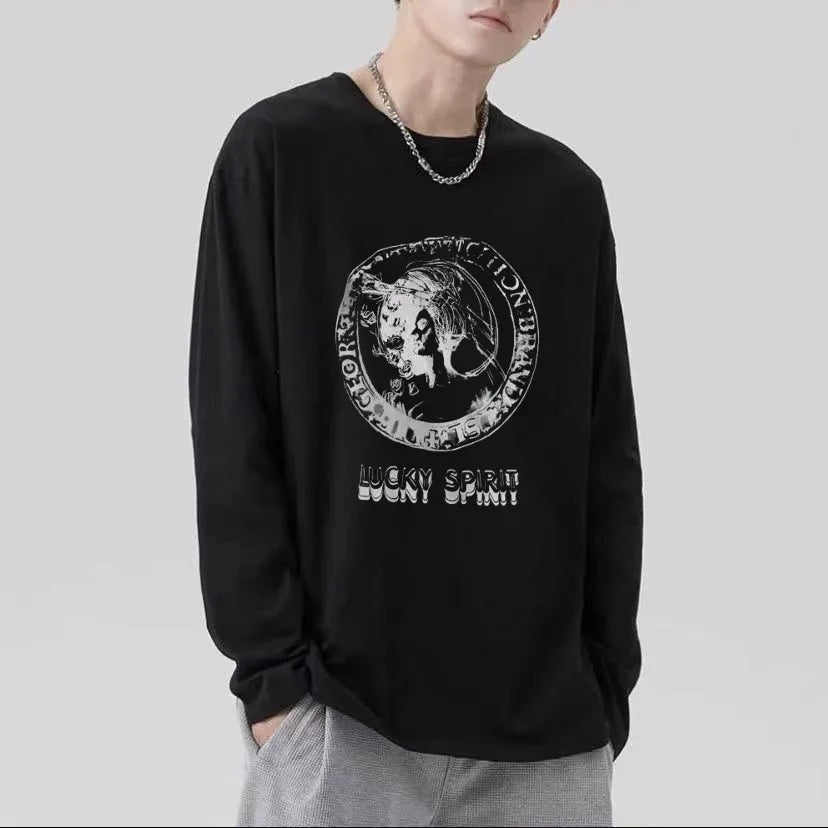 T-Shirt – Cross of Thorns, Long Sleeve, Y2K Oversize Hip-Hop
