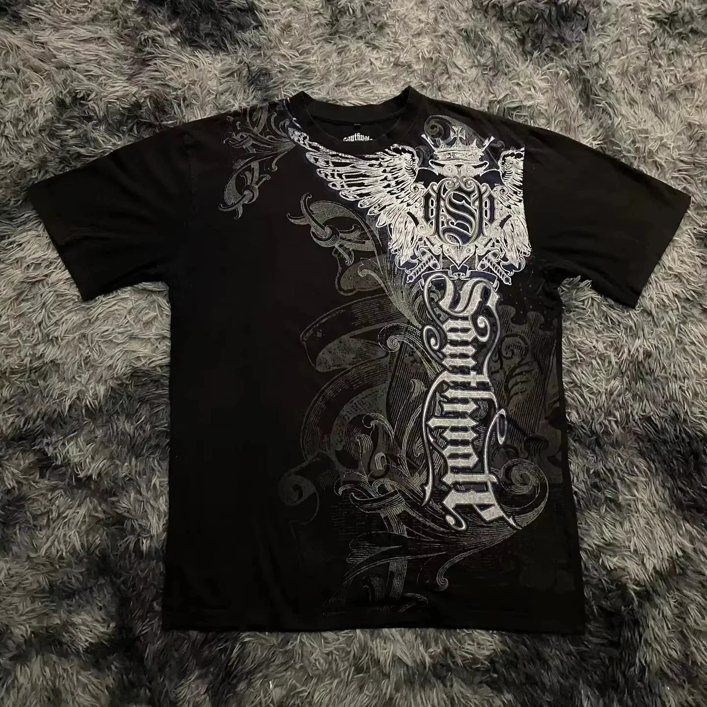 Y2K Gothic T-Shirt – Print, Oversized Cotton, Round Neck