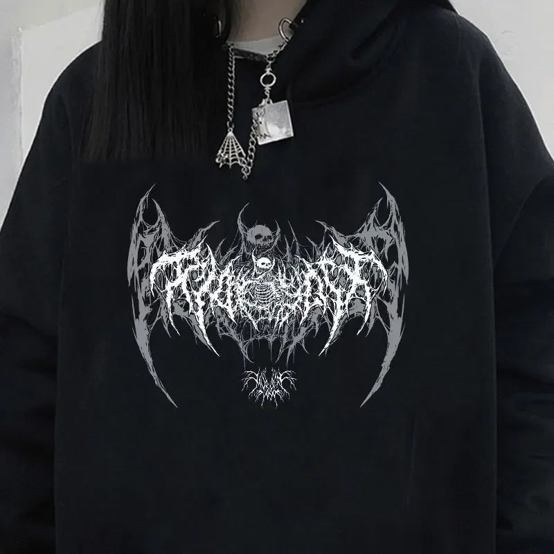Hoodie – Skull Graphic, Long Sleeve, Gothic Punk Unisex