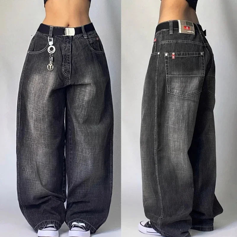 Jeans – Y2K Baggy, Oversized Print, High-Waist Wide-Leg