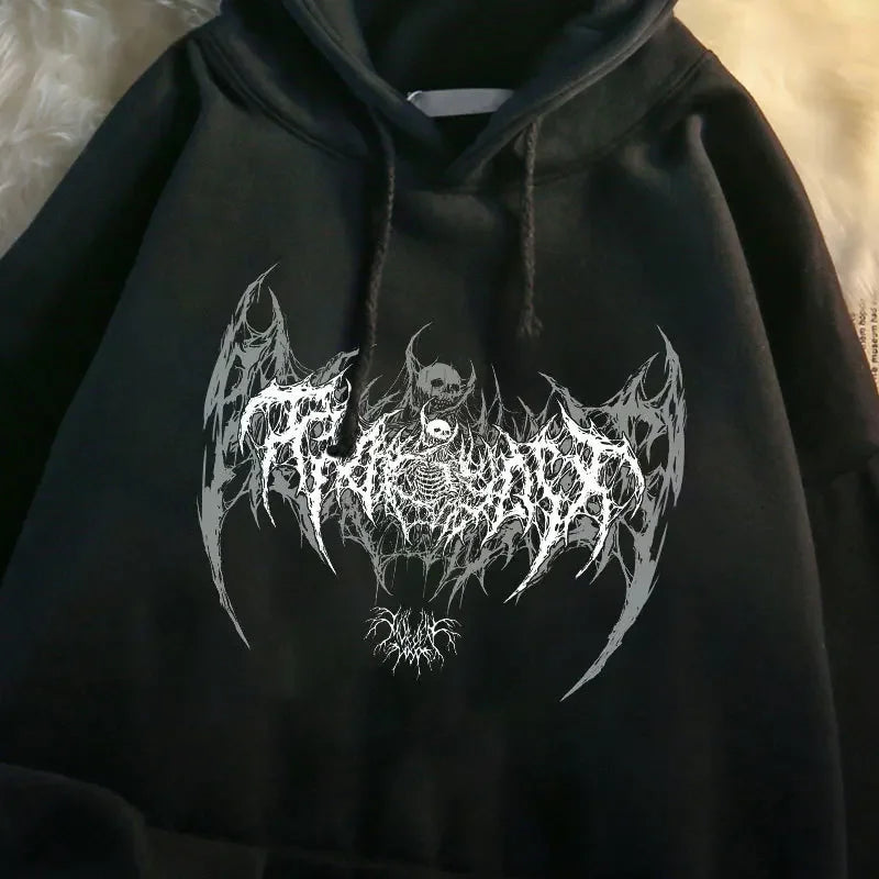 Hoodie – Skull Graphic, Long Sleeve, Gothic Punk Unisex