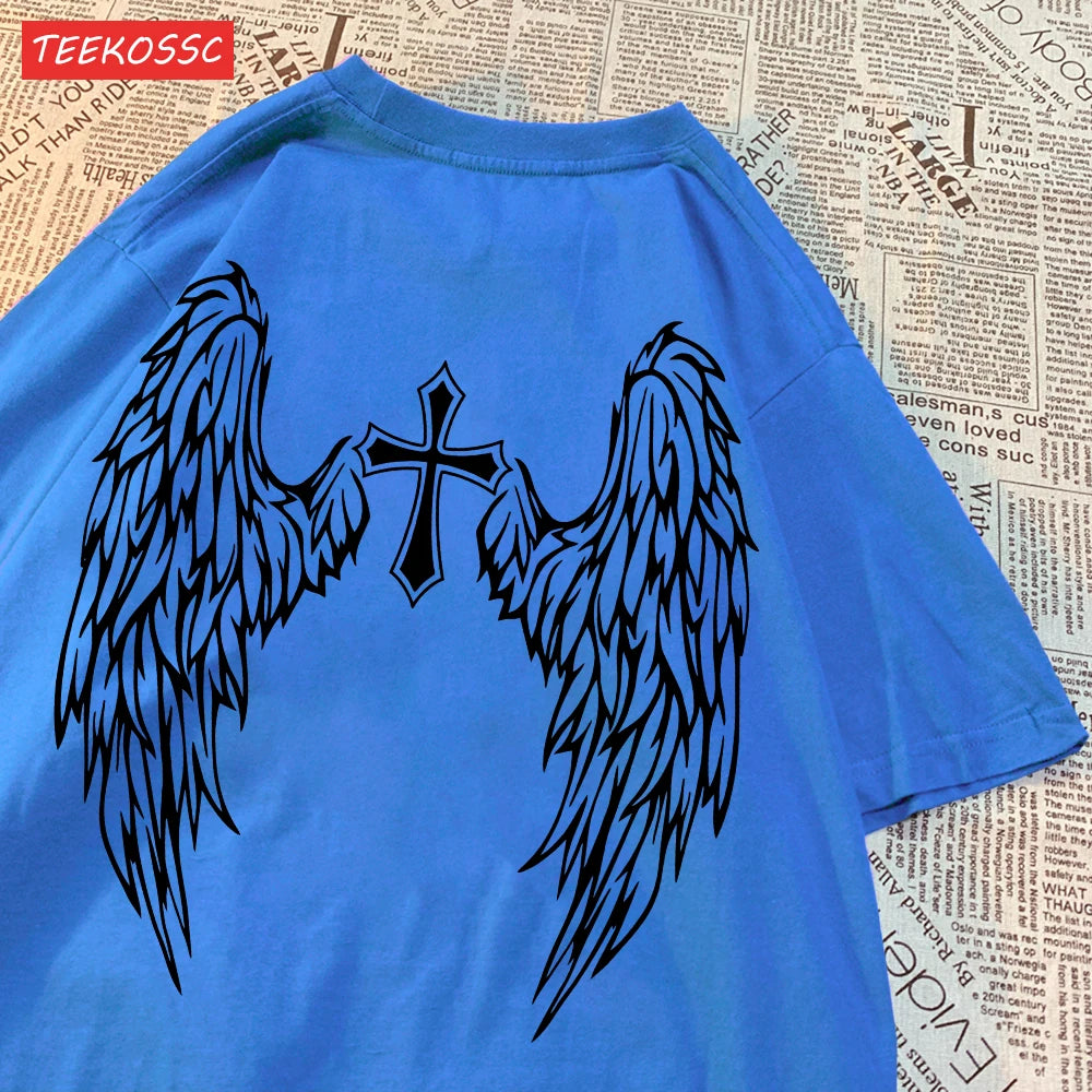 Casual T-Shirt Wing Print, Oversize O-Neck
