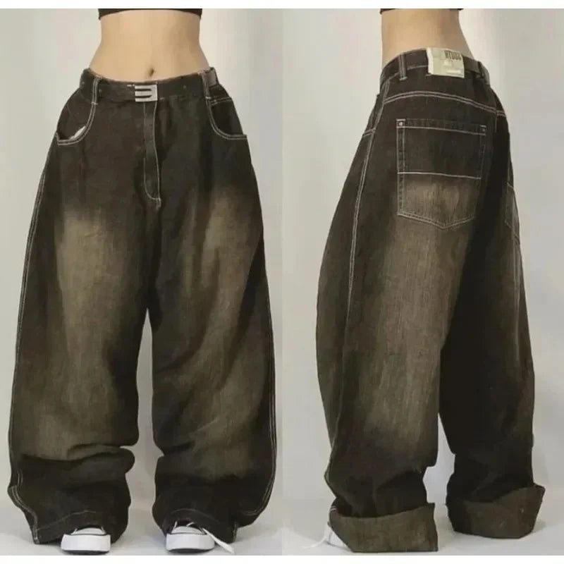 Jeans – Y2K Baggy, Oversized Print, High-Waist Wide-Leg