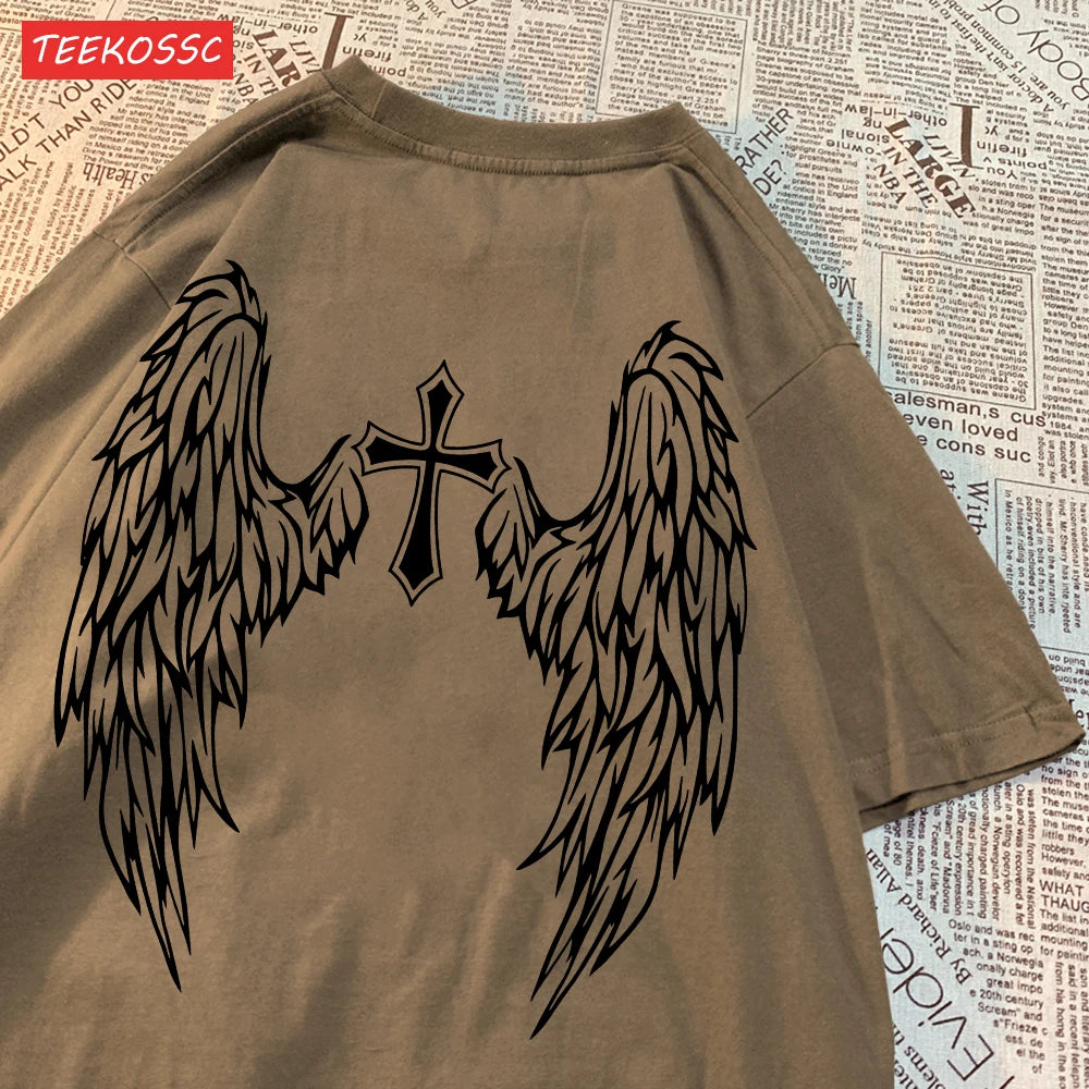 Casual T-Shirt  Wing Print, Oversize O-Neck