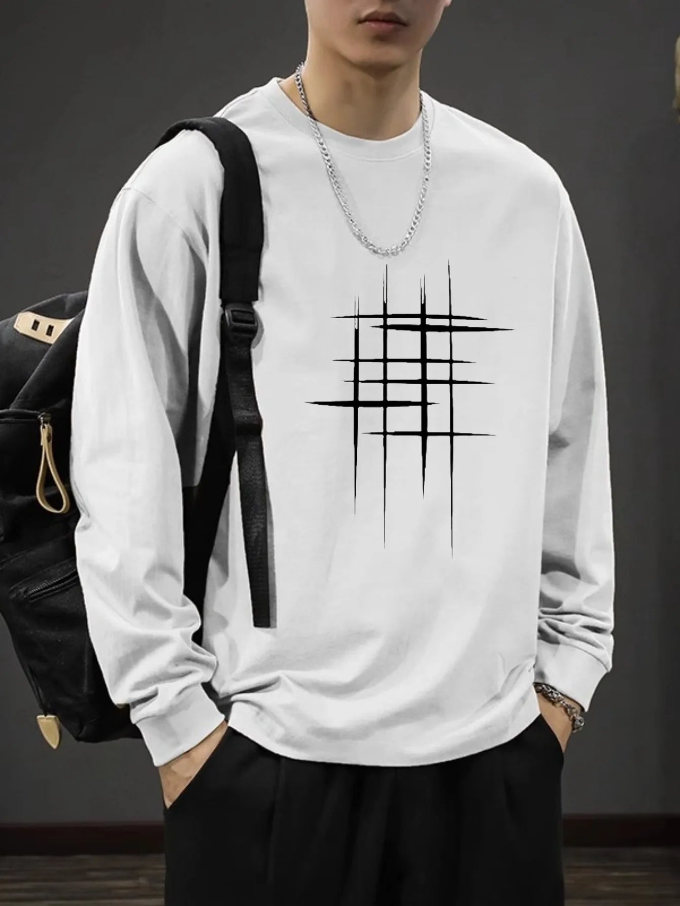 T-Shirt – Cross of Thorns, Long Sleeve, Y2K Oversize Hip-Hop