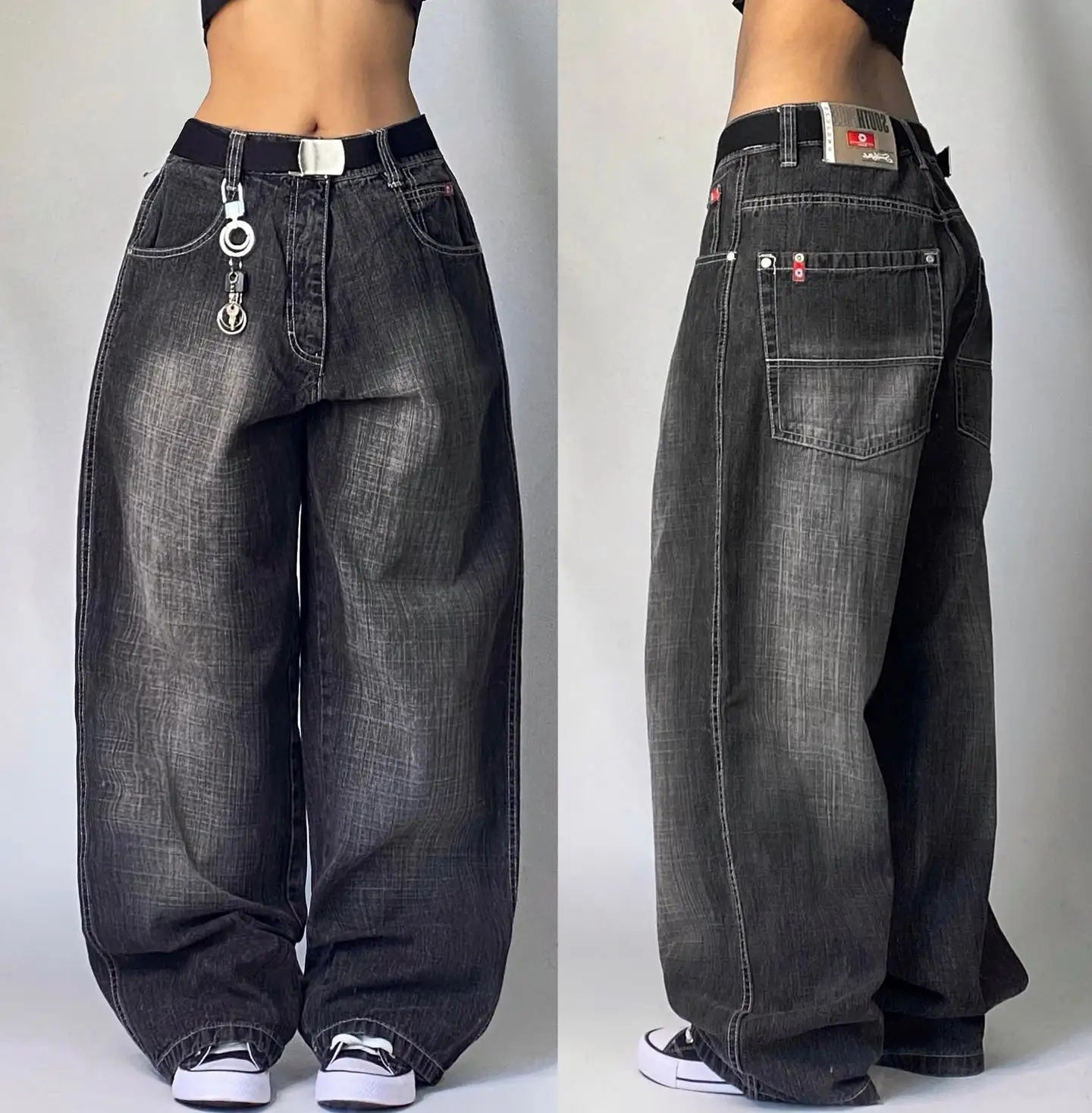 Jeans – Y2K Baggy, Oversized Print, High-Waist Wide-Leg