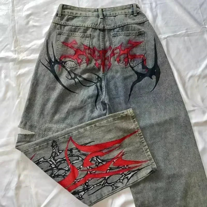 Jeans – Hip-Hop Joker, Y2K Oversized, Wide-Leg Streetwear