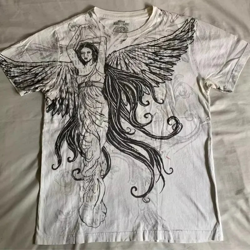 2000s T-Shirt – High Street Graphic, Oversized Cotton, Round Neck