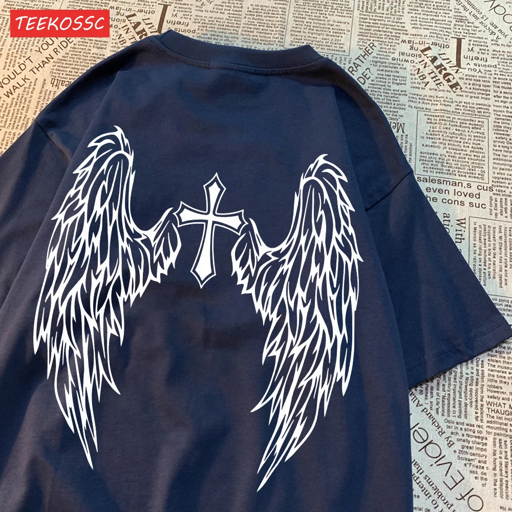 Casual T-Shirt  Wing Print, Oversize O-Neck