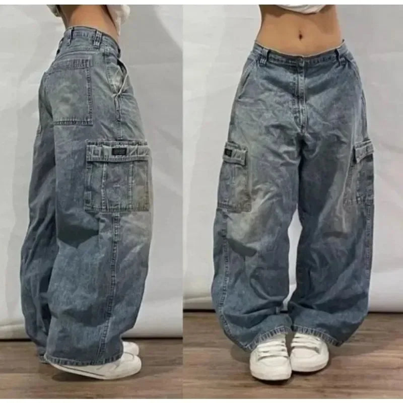 Jeans – Y2K Baggy, Oversized Print, High-Waist Wide-Leg