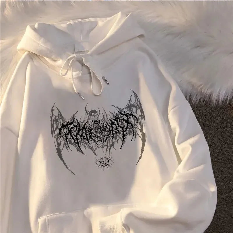 Hoodie – Skull Graphic, Long Sleeve, Gothic Punk Unisex