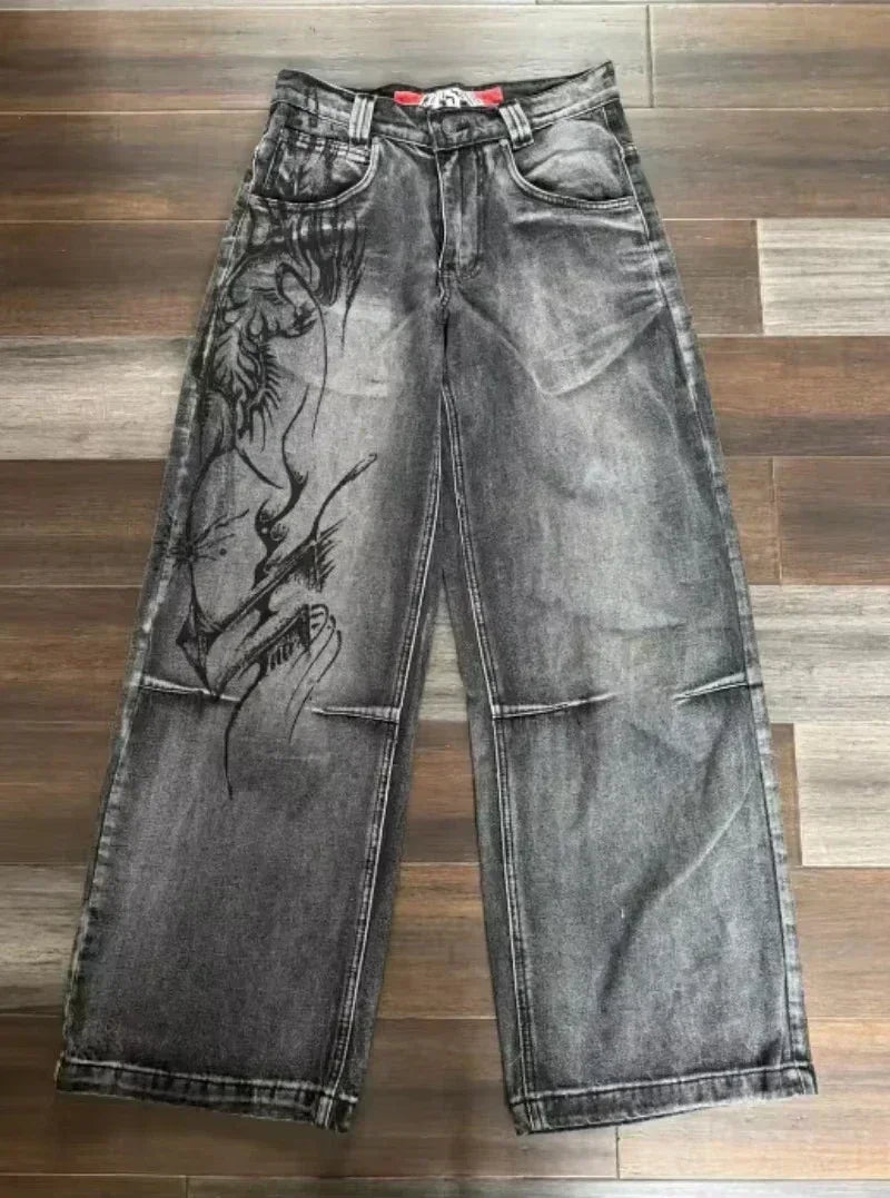 Jeans – Hip-Hop Joker, Y2K Oversized, Wide-Leg Streetwear