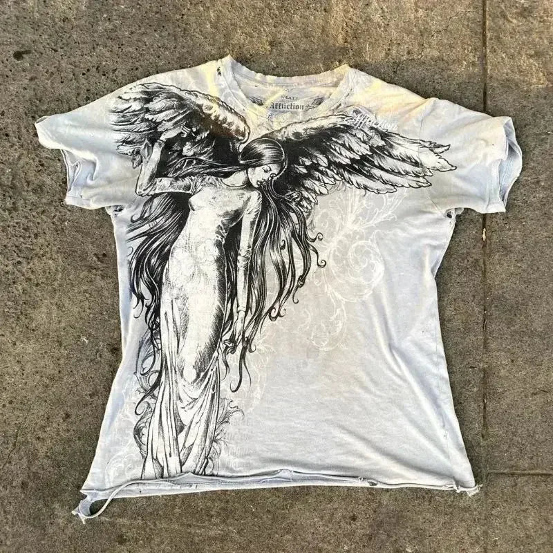 2000s T-Shirt – High Street Graphic, Oversized Cotton, Round Neck