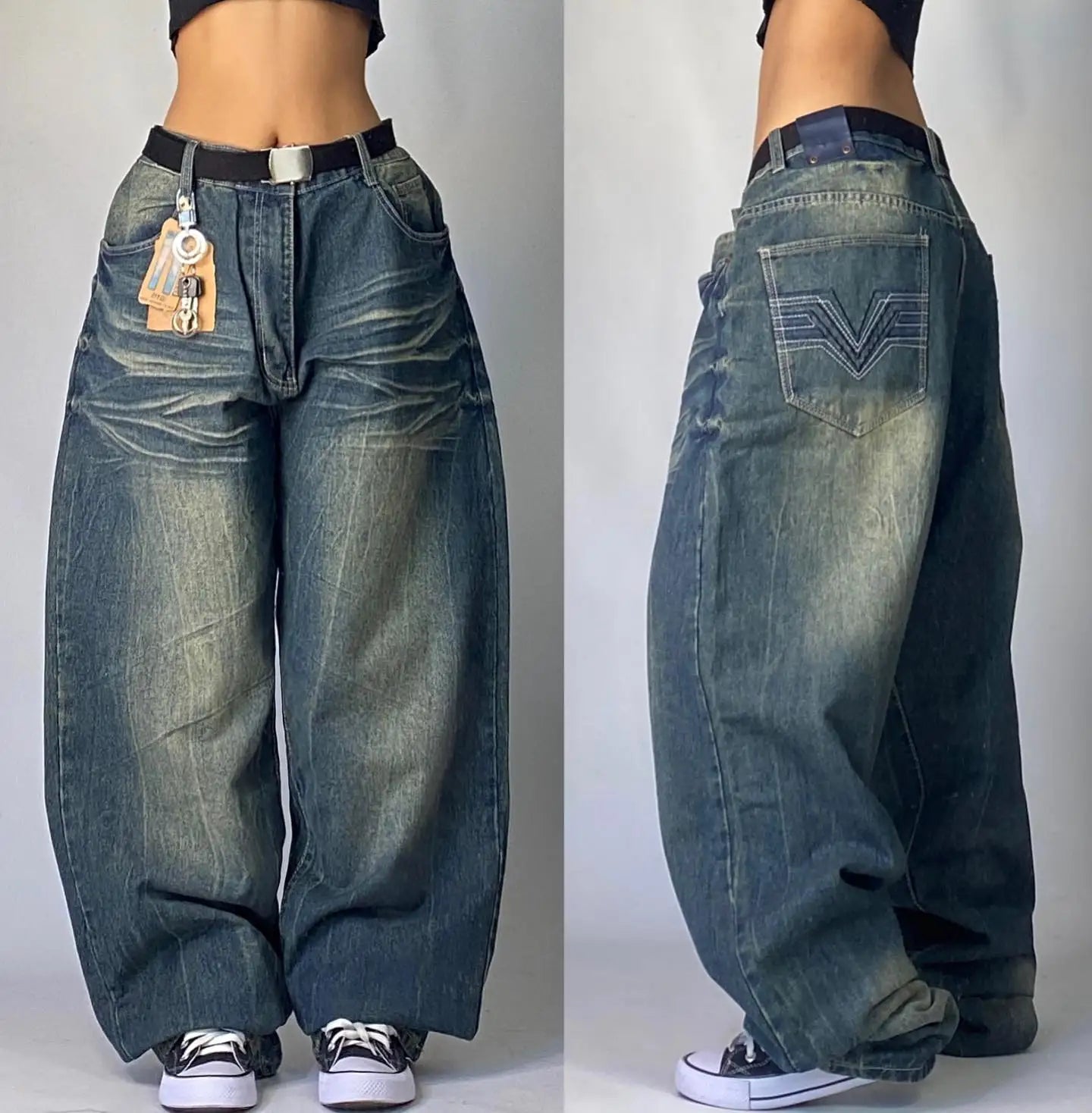 Jeans – Y2K Baggy, Oversized Print, High-Waist Wide-Leg