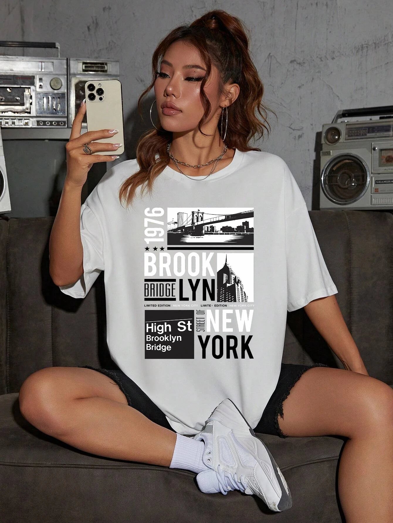 New York Brooklyn 1976 Print T-Shirt