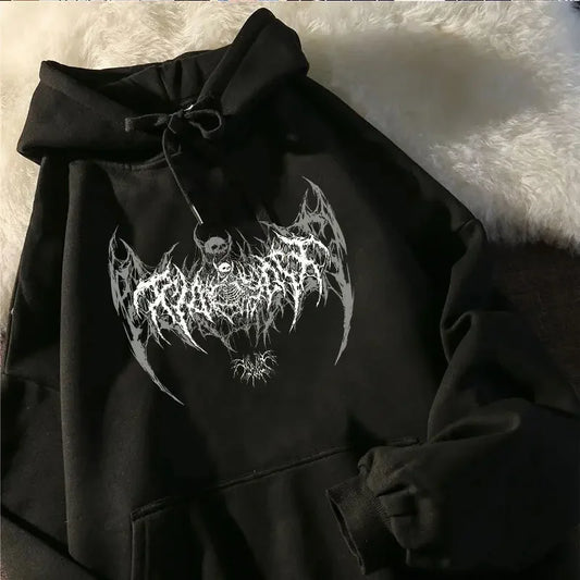 Hoodie – Skull Graphic, Long Sleeve, Gothic Punk Unisex