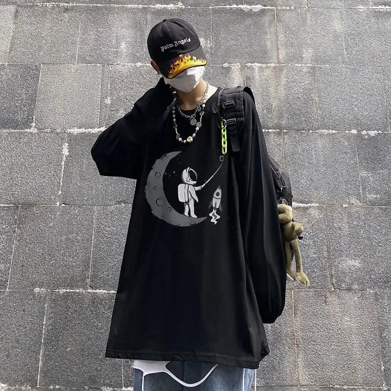 T-Shirt – Cross of Thorns, Long Sleeve, Y2K Oversize Hip-Hop
