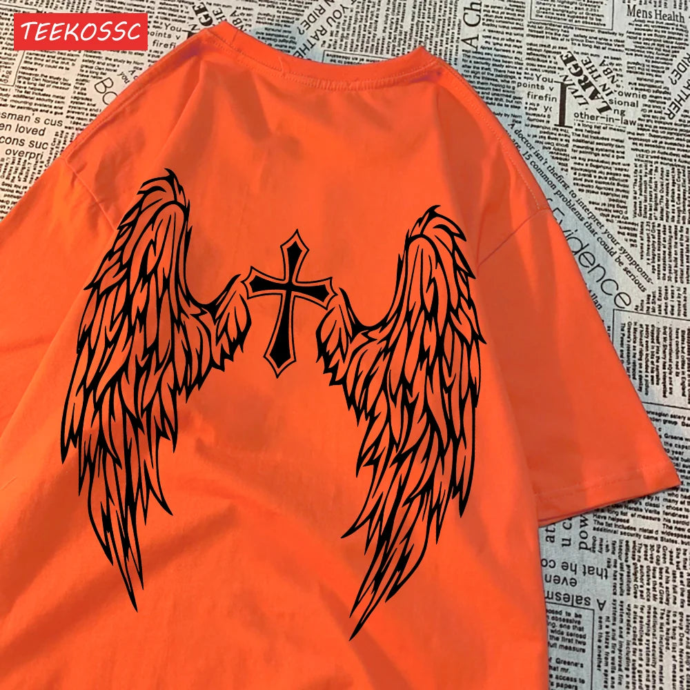 Casual T-Shirt  Wing Print, Oversize O-Neck