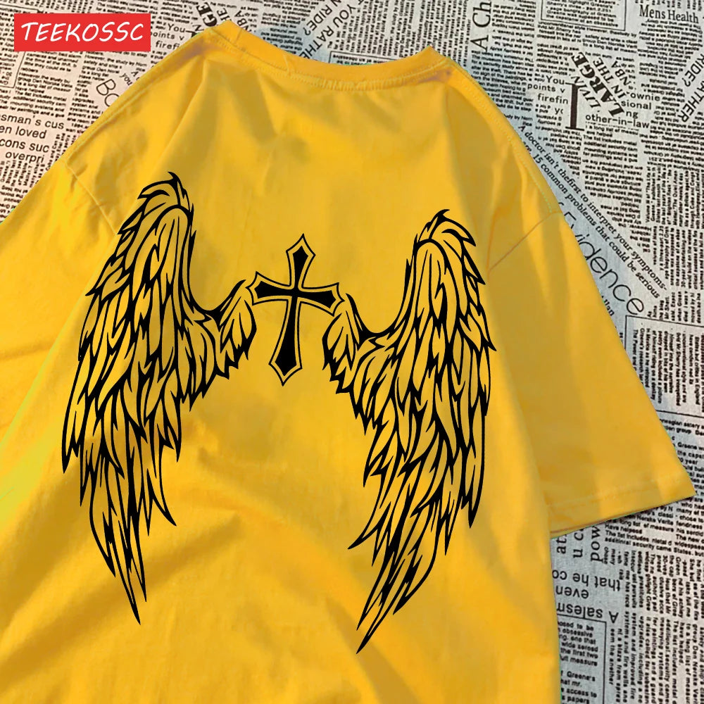 Casual T-Shirt  Wing Print, Oversize O-Neck