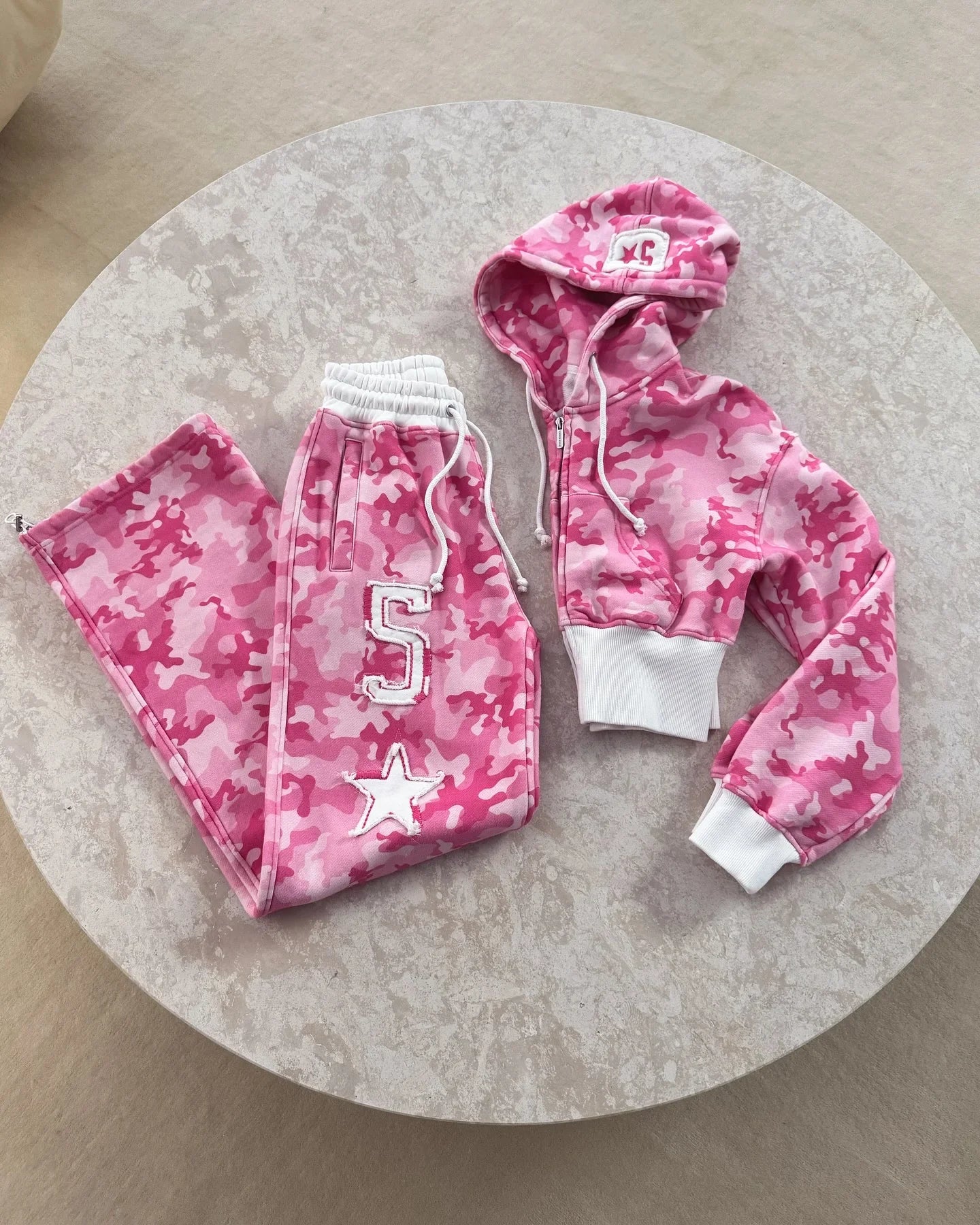 Sportswear Set – Retro Harajuku, Pink Camo, Hoodie & Pants