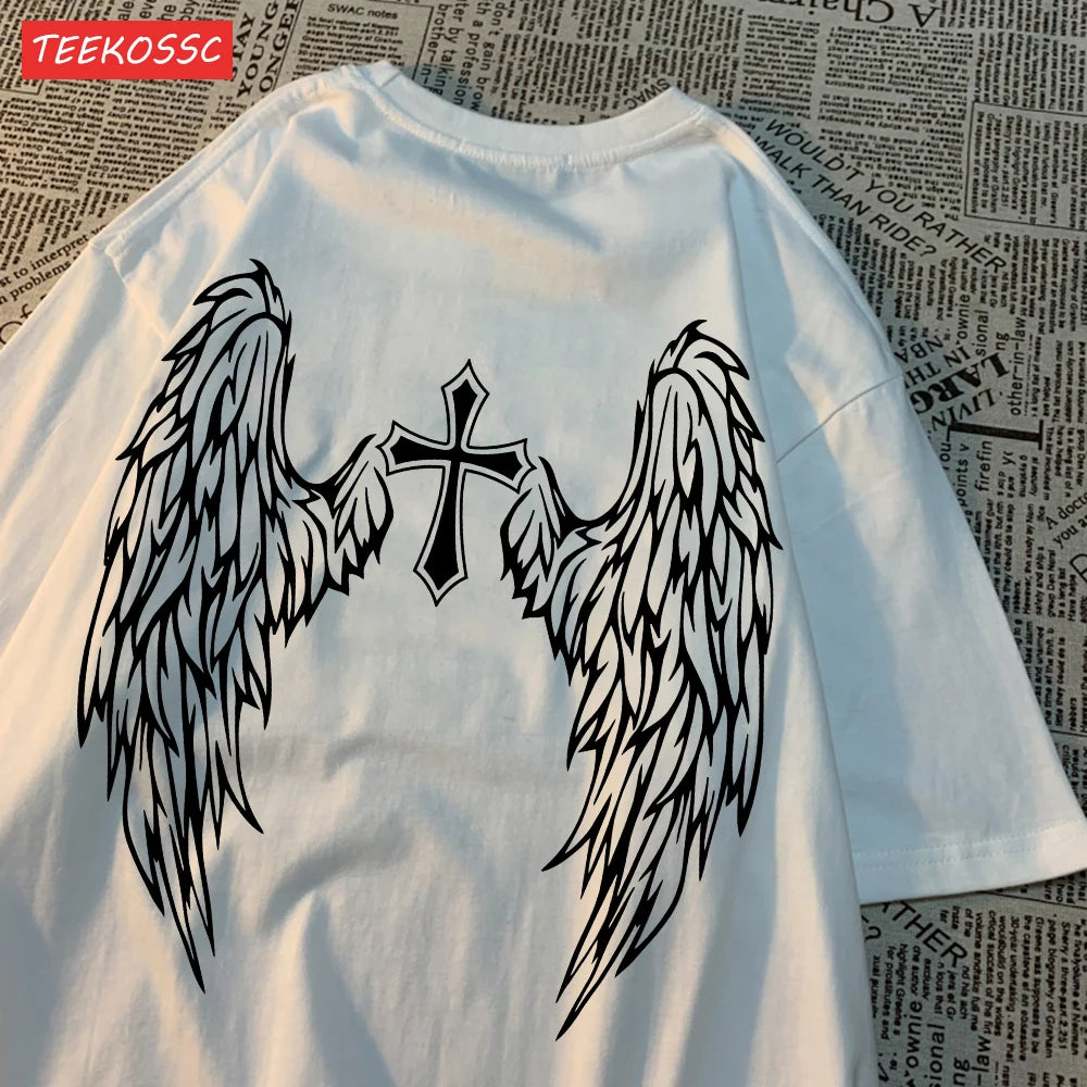 Casual T-Shirt  Wing Print, Oversize O-Neck