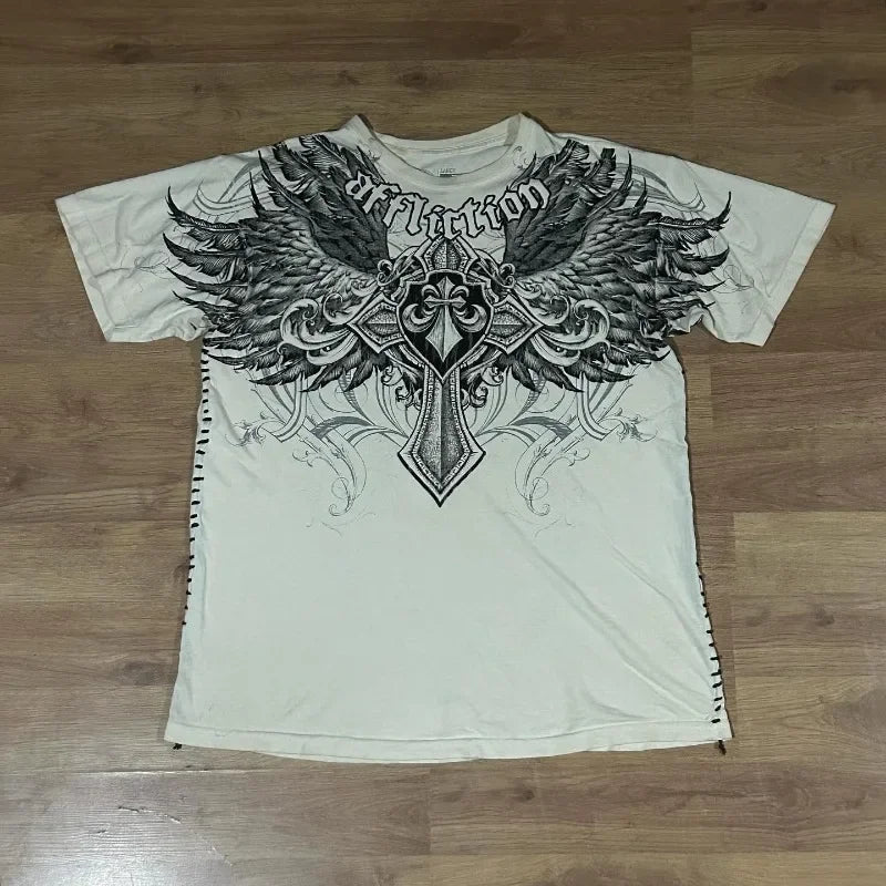 2000s T-Shirt – High Street Graphic, Oversized Cotton, Round Neck