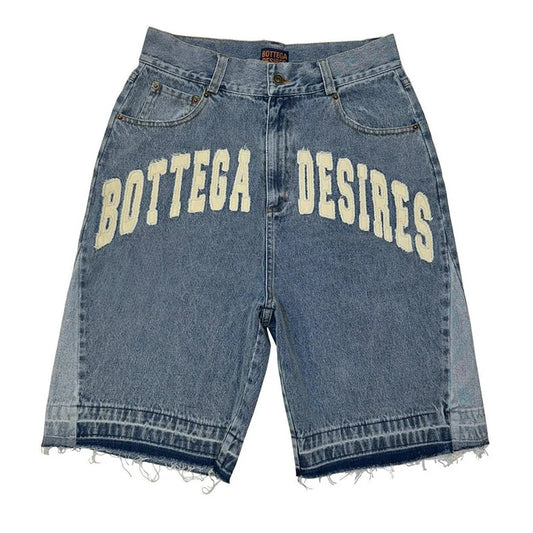 Denim Shorts – Harajuku Retro, Letter Embroidery, Oversized Y2K Style