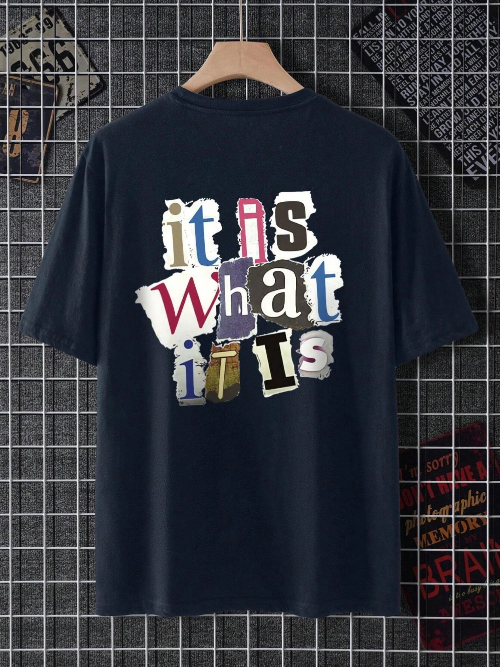 Men’s Oversized Cotton T-Shirt – “It Is What It Is” Letter Print
