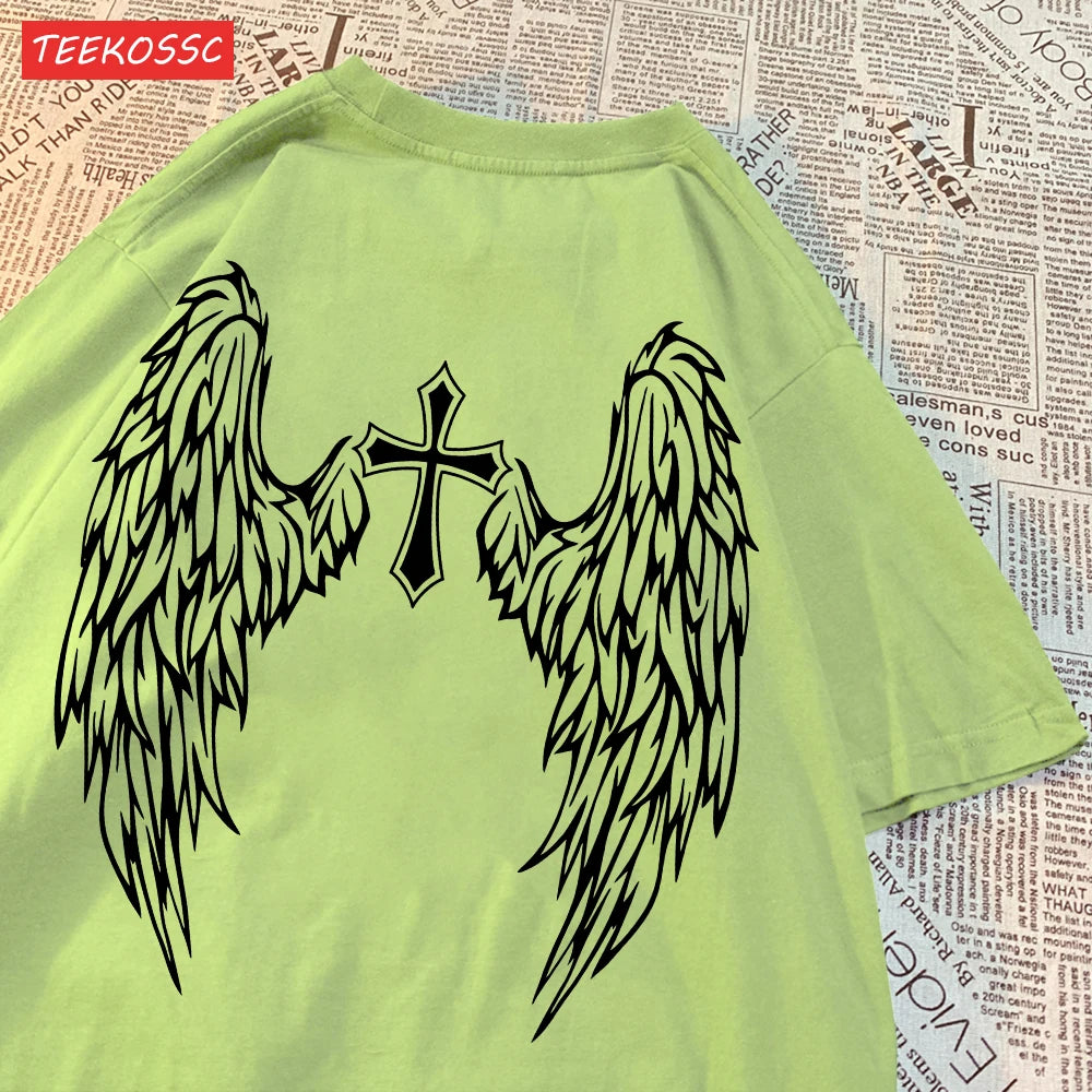 Casual T-Shirt  Wing Print, Oversize O-Neck